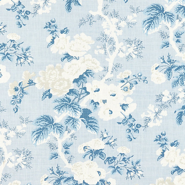 Ascot Linen Print/Sky 16602-002 by Scalamandre Designer Fabric BOTANICA STOCKED AT 100% LINEN SWITZERLAND LIGHT DUTY Horizontal: 27.5" and Vertical: 13" 53.5" - Swanky Fabrics -