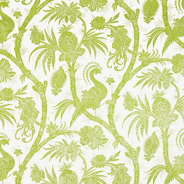 Balinese Peacock/Pear 16575-003 by Scalamandre Designer Fabric FALL 2015 STOCKED AT 67% LINEN;33% COTTON FRANCE LIGHT DUTY Horizontal: 21.625" and Vertical: 28.5" 57" - Swanky Fabrics -