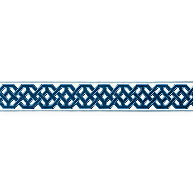 Beaufort Velvet Tape/Porcelain T3322-003 by Scalamandre Trim Designer Trim CHINOIS CHIC TRIMMING STOCKED AT SCALAMANDRE WAREHOUSE 49% RAYON|24% FIBRANNE|27% POLYESTER CHINA LIGHT DUTY Horizontal: 2.625" and Vertical: 3.25" - Swanky Fabrics -