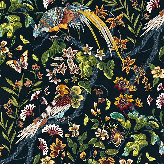 Botany Bay/Black Ruby 1340-002 by Old World Weavers Designer Fabric DORSET COAST COLLECTION STOCKED AT SCALAMANDRE WAREHOUSE 82% VISCOSE|18% LINEN ENGLAND MEDIUM DUTY Horizontal: 43.25" and Vertical: 27" 54" - Swanky Fabrics -