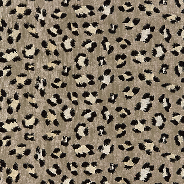 Broderie Leopard/Ebony On Silver 27075-003 by Scalamandre Designer Fabric SPRING 2016 STOCKED AT 59% VISCOSE;37% COTTON;4% POLYESTER INDIA MEDIUM DUTY Horizontal: 8.875" and Vertical: 52.75" - Swanky Fabrics -