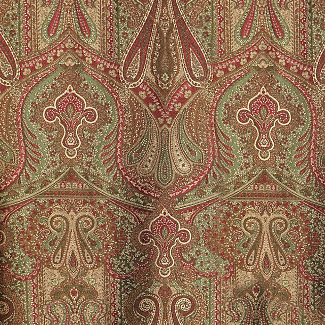 Cachemire Persiano/Marrone 0343-096 by Old World Weavers Designer Fabric STOCKED AT SCALAMANDRE WAREHOUSE 100% SILK ITALY LIGHT DUTY Horizontal: 22.5" and Vertical: 13.75" 55" - Swanky Fabrics -