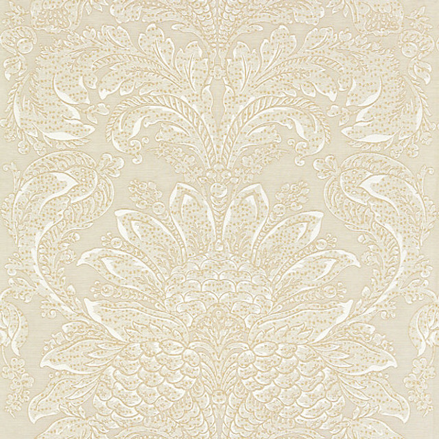 Carlotta Damask/Fog 27081-002 by Scalamandre Designer Fabric SPRING 2016 STOCKED AT 36% COTTON;34% VISCOSE;30% SILK ITALY LIGHT DUTY Horizontal: 27" and Vertical: 27" 54" - Swanky Fabrics -