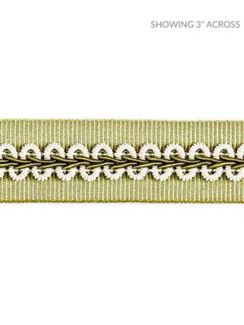 Cecile Gimp Tape Leaf SCV12430004 by Scalamandre Designer Trim BOTANICA 44% RAYON 43% FIBRANNE, 7% COTTON 6% POLYESTER CHINA LIGHT DUTY Horizontal: and Vertical: 1 - Swanky Fabrics -