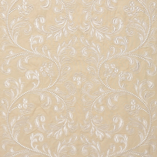 Chiara Embroidery/Chardonnay 27029-001 by Scalamandre Designer Fabric FALL 2015 STOCKED AT 60% LINEN;40% COTTON INDIA LIGHT DUTY Horizontal: 15" and Vertical: 24" 53" - Swanky Fabrics -