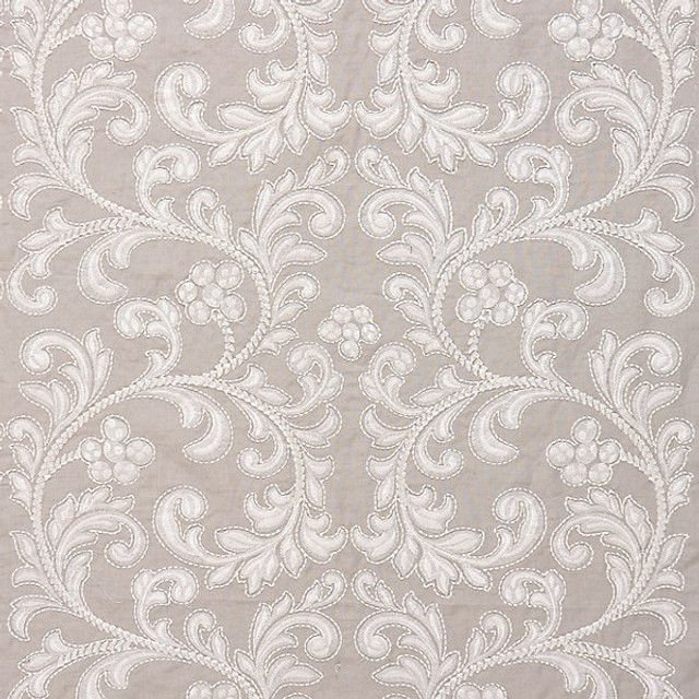 Chiara Embroidery/Pearl Grey 27029-002 by Scalamandre Designer Fabric FALL 2015 STOCKED AT 60% LINEN;40% COTTON INDIA LIGHT DUTY Horizontal: 15" and Vertical: 24" 53" - Swanky Fabrics -
