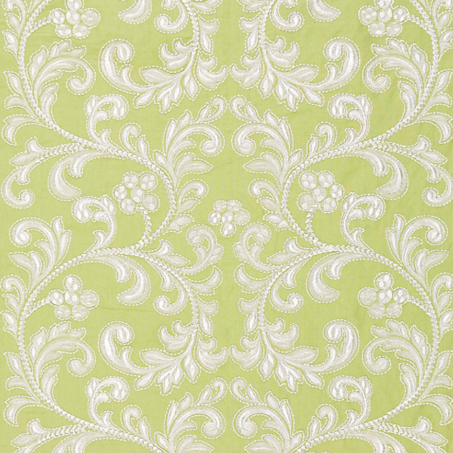 Chiara Embroidery/Pear 27029-003 by Scalamandre Designer Fabric FALL 2015 STOCKED AT 60% LINEN;40% COTTON INDIA LIGHT DUTY Horizontal: 15" and Vertical: 24" 53" - Swanky Fabrics -