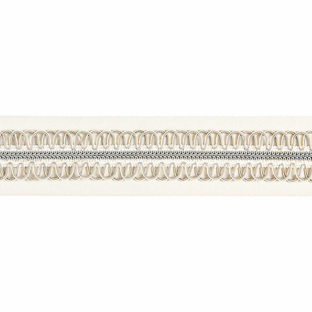 Colette Braided Tape/Cloud V1242-001 by Scalamandre Trim Designer Trim BOTANICA STOCKED AT 45% ;30% RAYON;15% COTTON;8% POLYAMIDE;2% POLYESTER CHINA LIGHT DUTY Horizontal: and Vertical: 3.625" - Swanky Fabrics -