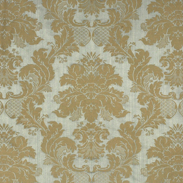 Damasco Sienese/Mist Grey On Blue Strie 20166M-005 by Scalamandre Designer Fabric STOCKED AT 100% SILK INDIA LIGHT DUTY Horizontal: 22" and Vertical: 27" 54" - Swanky Fabrics -