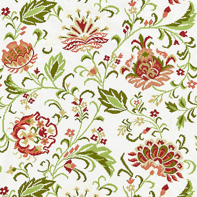 Delphine Embroidery/Blossom 27173-004 by Scalamandre Designer Fabric STOCKED AT 66% COTTON;18% VISCOSE;16% SPUN POLYESTER INDIA MEDIUM DUTY Horizontal: 22.875" and Vertical: 24.875" 49.625" - Swanky Fabrics -