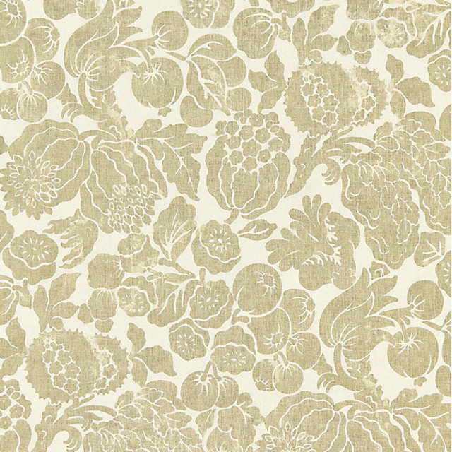 Elsa Linen Print/Burnished Gold 16606-001 by Scalamandre Designer Fabric STOCKED AT SCALAMANDRE WAREHOUSE 100% LINEN ITALY DRAPERY ONLY Horizontal: 37.75" and Vertical: 35.625" 53.5" - Swanky Fabrics -