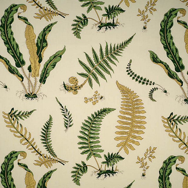 Elsie De Wolfe - Outdoor/Greens On Off White 16425-001 by Scalamandre Designer Fabric STOCKED AT 100% SOLUTION DYED ACRYLIC ITALY MEDIUM DUTY Horizontal: 26.5" and Vertical: 28.5" 57" - Swanky Fabrics -