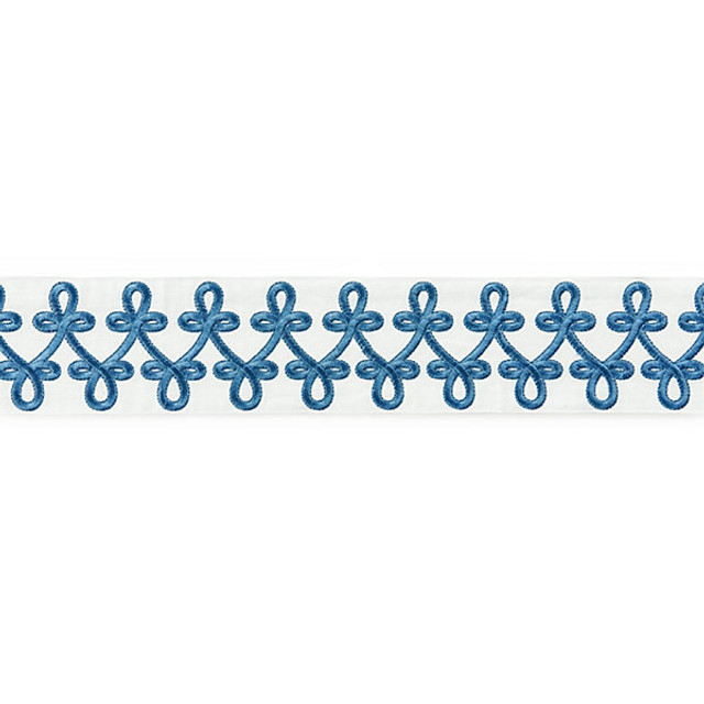 Empress Embroidered Tape/Porcelain T3321-004 by Scalamandre Trim Designer Trim CHINOIS CHIC TRIMMING STOCKED AT SCALAMANDRE WAREHOUSE 90% LINEN|10% VISCOSE INDIA LIGHT DUTY Horizontal: 2" and Vertical: 3.625" - Swanky Fabrics -