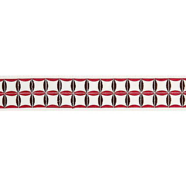 Fiori Embroidered Tape/Raspberry T3288-006 by Scalamandre Trim Designer Trim FALL 2016 STOCKED AT 66% COTTON;34% VISCOSE INDIA LIGHT DUTY Horizontal: 2.125" and Vertical: 2.75" - Swanky Fabrics -
