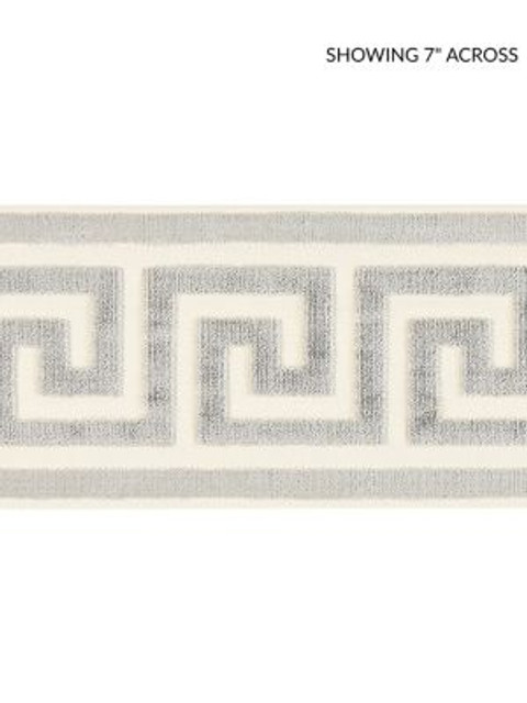 Greek Key Velvet Tape Smoke SCT32790003 by Scalamandre Designer Trim ORIANA 50% VISCOSE 50% COTTON INDIA LIGHT DUTY Horizontal: 2.875" and Vertical: 4 - Swanky Fabrics -