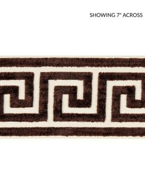 Greek Key Velvet Tape Espresso SCT32790006 by Scalamandre Designer Trim ORIANA 50% VISCOSE 50% COTTON INDIA LIGHT DUTY Horizontal: 2.875" and Vertical: 4 - Swanky Fabrics -