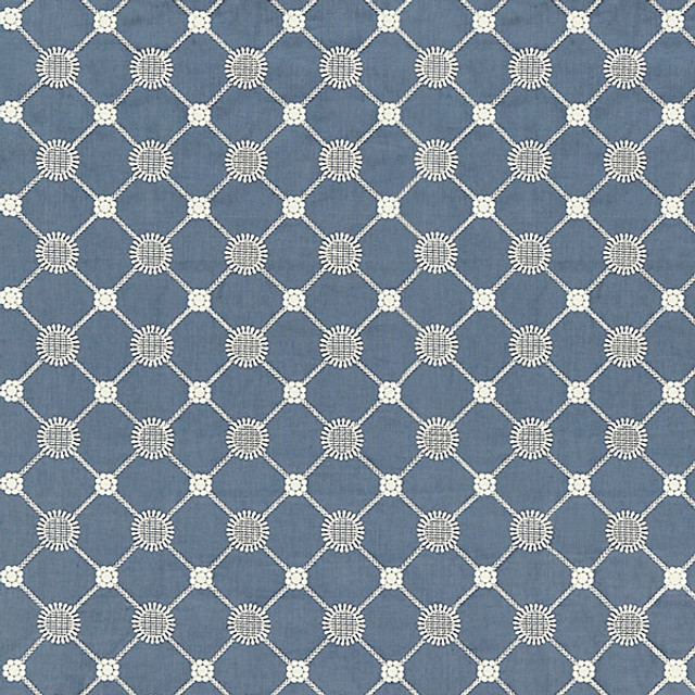 Gustavian Diamond/Copenhagen Blue 27161-004 by Scalamandre Designer Fabric STOCKED AT SCALAMANDRE WAREHOUSE 70% LINEN|25% POLYESTER|5% LUREX INDIA LIGHT DUTY Horizontal: 3.75" and Vertical: 3.75" 50" - Swanky Fabrics -