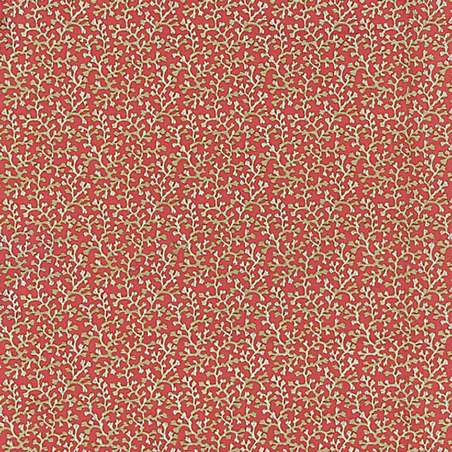 Hele Bay/Coral 6949-004 by Old World Weavers Designer Fabric DORSET COAST COLLECTION STOCKED AT SCALAMANDRE WAREHOUSE 100% LINEN|VISCOSE &amp; METALLIC EMBROIDERY INDIA DRAPERY ONLY Horizontal: 5" and Vertical: 5" 55" - Swanky Fabrics -