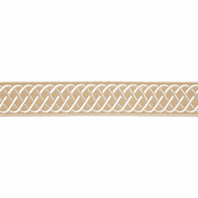 Helix Embroidered Tape/Camel T3284-004 by Scalamandre Trim Designer Trim HAMPTONS TRIMMINGS STOCKED AT 77% VISCOSE;23% RAYON CHINA LIGHT DUTY Horizontal: and Vertical: 2" - Swanky Fabrics -