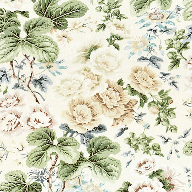 Highgrove Linen Print/Rich Cream 16595-002 by Scalamandre Designer Fabric BOTANICA STOCKED AT 100% LINEN FRANCE MEDIUM DUTY Horizontal: 41" and Vertical: 26.75" 53.5" - Swanky Fabrics -