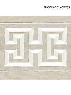 Imperial Embroidered Tape Pearl Grey SCT32800002 by Scalamandre Designer Trim ORIANA 80% COTTON 20% RAYON INDIA LIGHT DUTY Horizontal: 6.5" and Vertical: 6 - Swanky Fabrics -