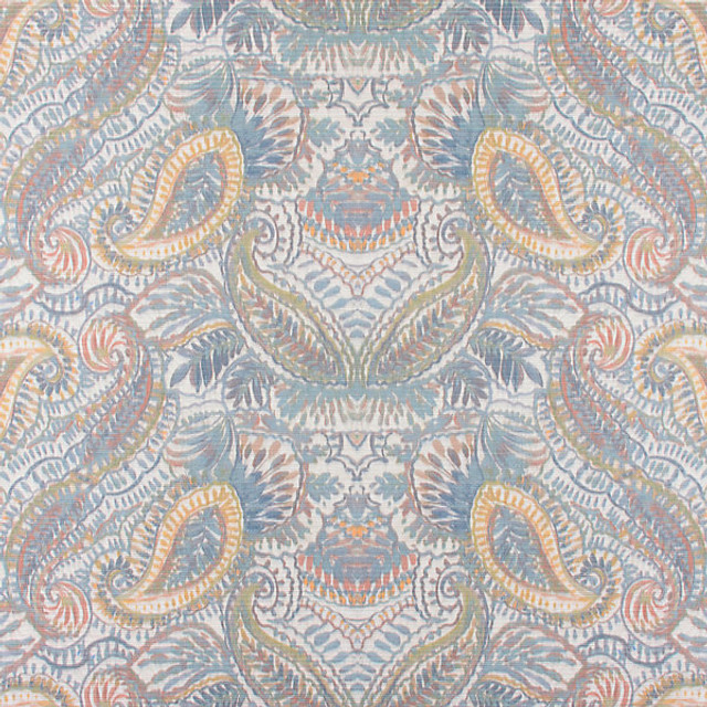Indra/Slate Blue/Multi 6855-001 by Old World Weavers Designer Fabric STOCKED AT SCALAMANDRE WAREHOUSE 57% COTTON|43% POLYESTER ITALY MEDIUM DUTY Horizontal: 2.5" and Vertical: 56" 56" - Swanky Fabrics -