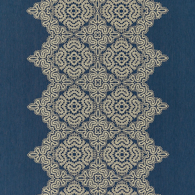 Josephine/Indigo 27168-004 by Scalamandre Designer Fabric STOCKED AT 60% COTTON;25% LINEN;15% POLYESTER INDIA MEDIUM DUTY Horizontal: 17" and Vertical: 28" 55" - Swanky Fabrics -