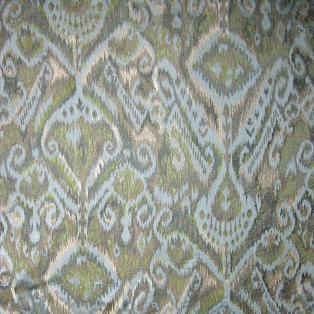 Kalasin/Aqua Chartreuse 2676-008 by Old World Weavers Designer Fabric STOCKED AT SCALAMANDRE WAREHOUSE 100% SILK INDIA LIGHT DUTY Horizontal: 37" and Vertical: 26" 52" - Swanky Fabrics -