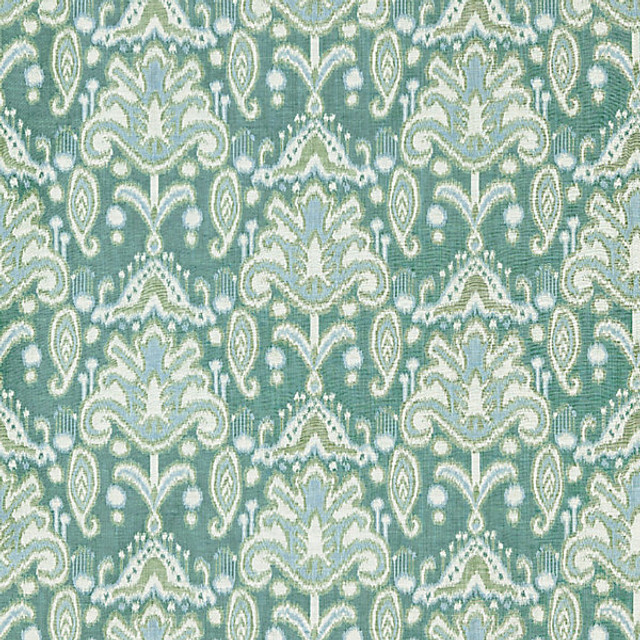 Kandira Ikat/Turquoise 27210-003 by Grey Watkins Designer Fabric BREEZE COLLECTION STOCKED AT SCALAMANDRE WAREHOUSE 60% LINEN|40% COTTON INDIA MEDIUM DUTY Horizontal: 12.5" and Vertical: 14" 54" - Swanky Fabrics -