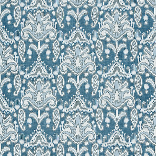 Kandira Ikat/Marine 27210-004 by Grey Watkins Designer Fabric BREEZE COLLECTION STOCKED AT SCALAMANDRE WAREHOUSE 60% LINEN|40% COTTON INDIA MEDIUM DUTY Horizontal: 12.5" and Vertical: 14" 54" - Swanky Fabrics -