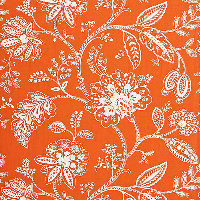 Kaveri Vine/Mandarin 27011-004 by Scalamandre Designer Fabric SPRING 2015 STOCKED AT 45% COTTON;45% VISCOSE;10% LINEN INDIA LIGHT DUTY Horizontal: 23.125" and Vertical: 28" 55.875" - Swanky Fabrics -