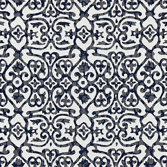 Kediri/Indigo 27057-004 by Scalamandre Designer Fabric ENDLESS SUMMER STOCKED AT 100% SOLUTION DYED ACRYLIC MEXICO MEDIUM DUTY Horizontal: 9.875" and Vertical: 7" 54" - Swanky Fabrics -