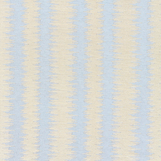 Konya Ikat Stripe/Bluestone 27138-003 by Scalamandre Designer Fabric MODERN LUXURY STOCKED AT 40% ACRYLIC;22% POLYESTER;20% SPUN VISCOSE;18% LINEN INDIA DRAPERY ONLY Horizontal: 1.75" and Vertical: 6.875" 55" - Swanky Fabrics -