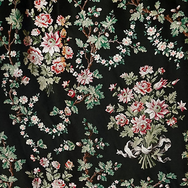 La Belle Jardiniere/Black Cerise 2866-014 by Old World Weavers Designer Fabric CLASSICS STOCKED AT SUPPLIERS WAREHOUSE EUROPE 100% SILK ITALY MEDIUM DUTY Horizontal: 51.25" and Vertical: 27.75" 55.5" - Swanky Fabrics -