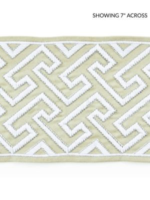 Labyrinth Embroidered Tape Sand SCT33190001 by Scalamandre Designer Trim CHINOIS CHIC 55% COTTON 45% SPUN POLYESTER INDIA LIGHT DUTY Horizontal: 2.75" and Vertical: 5.75 - Swanky Fabrics -