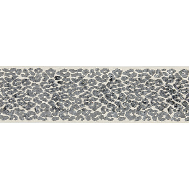 Leopard Velvet Tape/Smoke T3277-003 by Scalamandre Trim Designer Trim FALL 2015 STOCKED AT 50% VISCOSE;50% COTTON INDIA LIGHT DUTY Horizontal: 5.25" and Vertical: 4.25" - Swanky Fabrics -