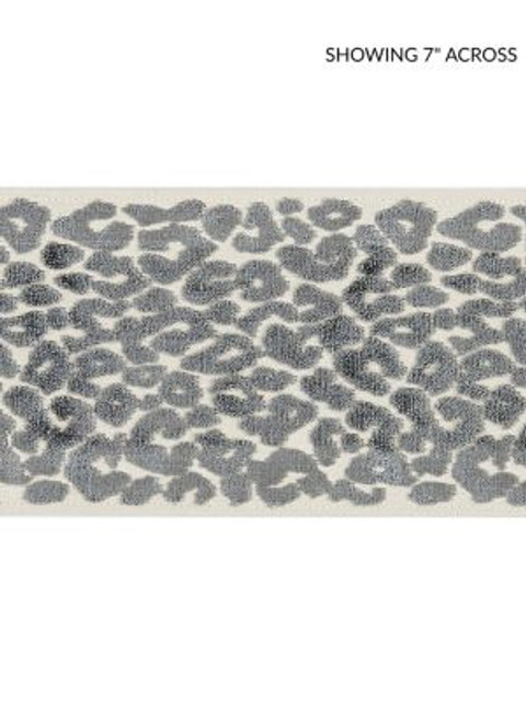 Leopard Velvet Tape Smoke SCT32770003 by Scalamandre Designer Trim ORIANA 50% VISCOSE 50% COTTON INDIA LIGHT DUTY Horizontal: 5.25" and Vertical: 4.25 - Swanky Fabrics -