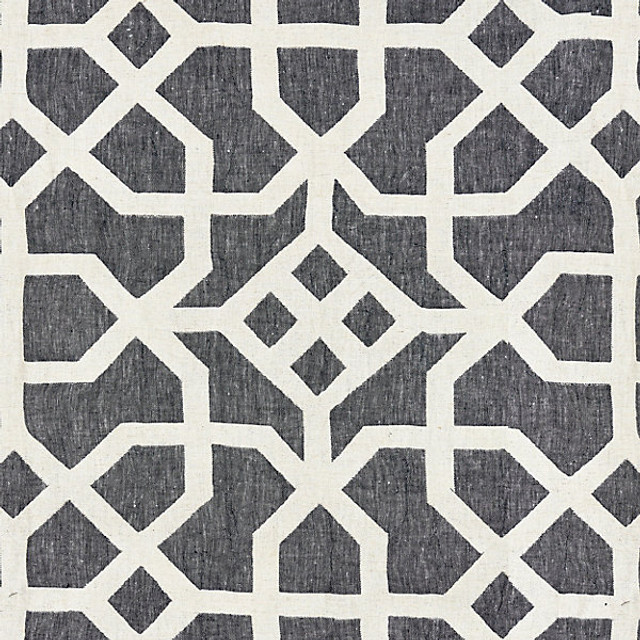 Linen Lattice/Indigo & Greige 27149-005 by Scalamandre Designer Fabric MODERN LUXURY STOCKED AT 89% LINEN;9% VISCOSE;2% NYLON INDIA LIGHT DUTY Horizontal: 23" and Vertical: 25" 53" - Swanky Fabrics -