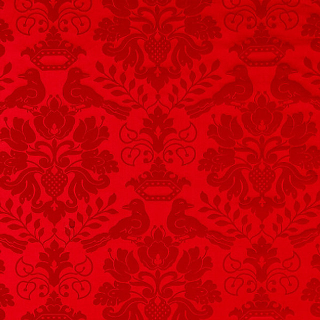 Love Bird/Ruby 1098Mm-015 by Scalamandre Designer Fabric STOCKED AT 100% SILK INDIA LIGHT DUTY Horizontal: 16" and Vertical: 13" 55" - Swanky Fabrics -