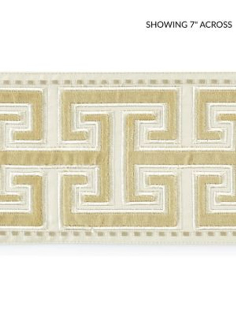 Luxor Velvet Tape Sand SCT33040003 by Scalamandre Designer Trim LA BOHEME 86% COTTON 14% VISCOSE INDIA LIGHT DUTY Horizontal: 3.75" and Vertical: 4.75 - Swanky Fabrics -
