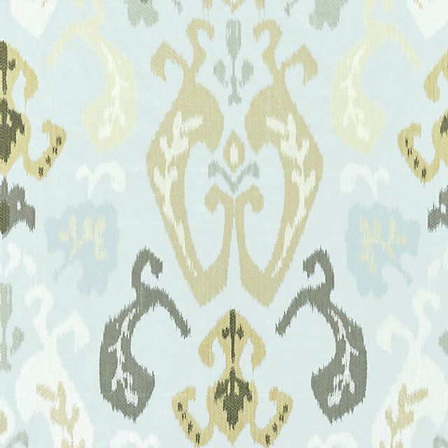 Mandalay Ikat Embroidery/Mineral 27172-003 by Scalamandre Designer Fabric STOCKED AT 53% COTTON;37% VISCOSE;10% SPUN POLYESTER INDIA MEDIUM DUTY Horizontal: 31" and Vertical: 25.5" 51.5" - Swanky Fabrics - Mandalay Ikat Embroidery/Mineral 27172-003 by Scalamandre Designer Fabric STOCKED AT 53% COTTON;37% VISCOSE;10% SPUN POLYESTER INDIA MEDIUM DUTY Horizontal: 31" and Vertical: 25.5" 51.5" - Swanky Fabrics -