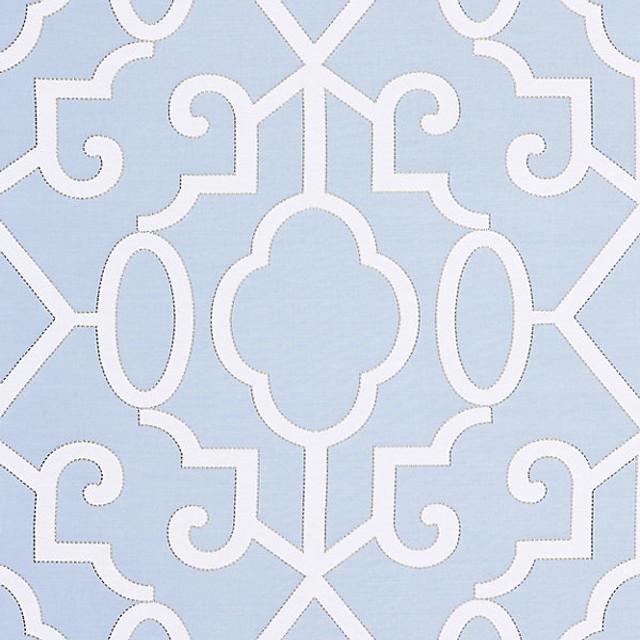 Ming Fretwork/Cloud 27012-002 by Scalamandre Designer Fabric STOCKED AT 45% VISCOSE;30% COTTON;25% LINEN INDIA MEDIUM DUTY Horizontal: 30" and Vertical: 27" 54" - Swanky Fabrics -