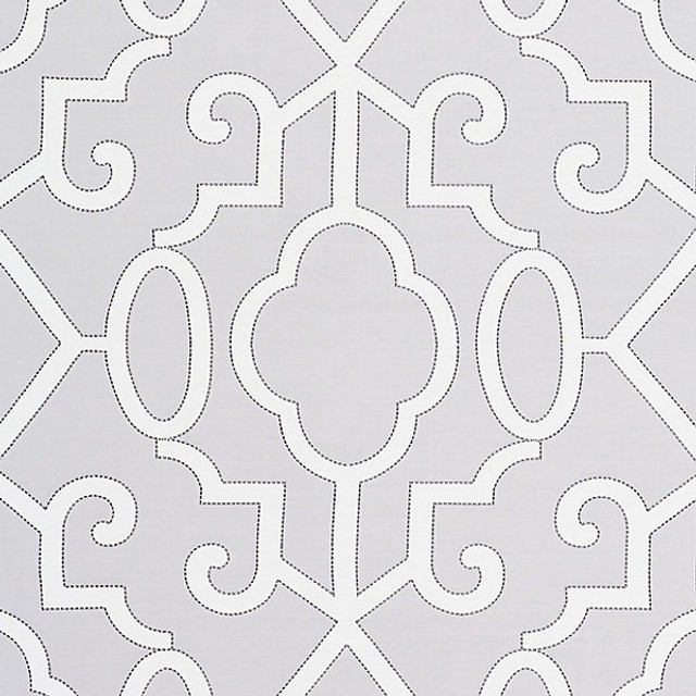 Ming Fretwork/Pearl Grey 27012-003 by Scalamandre Designer Fabric STOCKED AT 45% VISCOSE;30% COTTON;25% LINEN INDIA MEDIUM DUTY Horizontal: 30" and Vertical: 27" 54" - Swanky Fabrics -