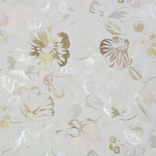 Mostar/Pale Neutrals 2041-001 by Grey Watkins Designer Fabric STOCKED AT SCALAMANDRE WAREHOUSE COTTON 100% BASE CLOTH|EMB. 100% RAYON INDIA LIGHT DUTY Horizontal: 26" and Vertical: 14" 50" - Swanky Fabrics -