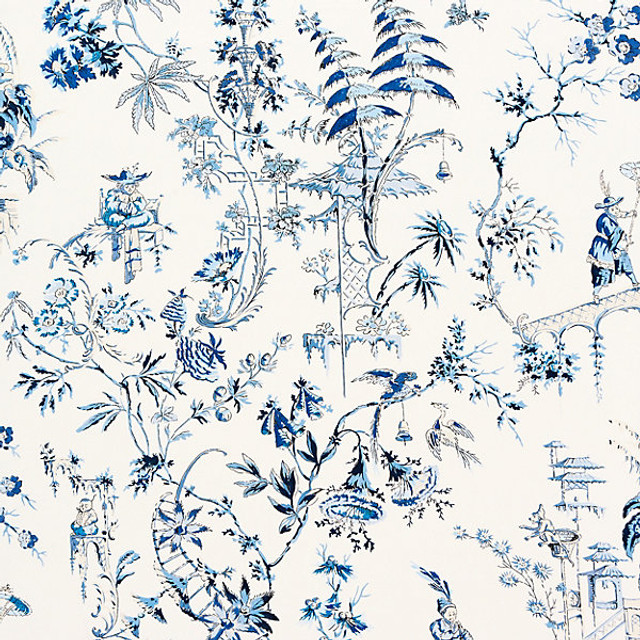 Nanjing/China Blue 16552-001 by Scalamandre Designer Fabric SPRING 2015 STOCKED AT 100% COTTON UNITED KINGDOM LIGHT DUTY Horizontal: 36.25" and Vertical: 27" 54" - Swanky Fabrics -
