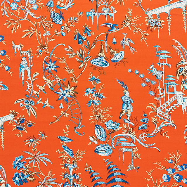 Nanjing/Mandarin 16552-004 by Scalamandre Designer Fabric SPRING 2015 STOCKED AT 100% COTTON UNITED KINGDOM LIGHT DUTY Horizontal: 36.25" and Vertical: 27" 54" - Swanky Fabrics -