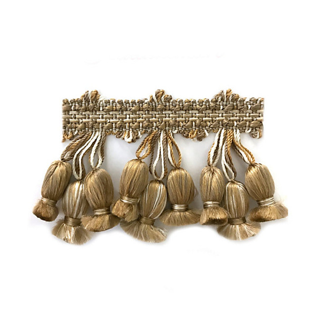Newport Tassel Fringe/White, Fawn, Taupe Ft1103-001 by Scalamandre Trim Designer Trim NEWPORT MANSIONS STOCKED AT 100% SILK CHINA LIGHT DUTY Horizontal: and Vertical: 2" - Swanky Fabrics -