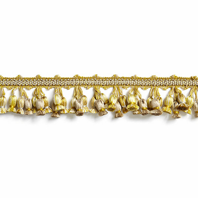 Newport Tassel Fringe/Citron Ft1103M-015 by Scalamandre Trim Designer Trim BOTANICA STOCKED AT 50% FIBRANNE, 41% RAYON, 9% POLYESTER CHINA LIGHT DUTY Horizontal: and Vertical: 2" - Swanky Fabrics -