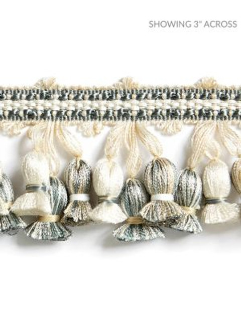 Newport Tassel Fringe Mineral SCFT1103M0017 by Scalamandre Designer Trim BOTANICA 50% FIBRANNE 41% RAYON, 9% POLYESTER CHINA LIGHT DUTY Horizontal: and Vertical: 2 - Swanky Fabrics -