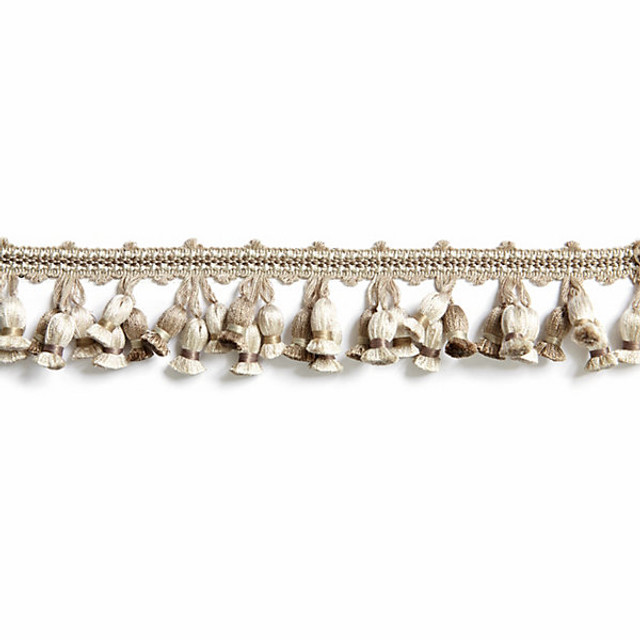 Newport Tassel Fringe/Flax Ft1103M-018 by Scalamandre Trim Designer Trim BOTANICA STOCKED AT 50% FIBRANNE, 41% RAYON, 9% POLYESTER CHINA LIGHT DUTY Horizontal: and Vertical: 2" - Swanky Fabrics -